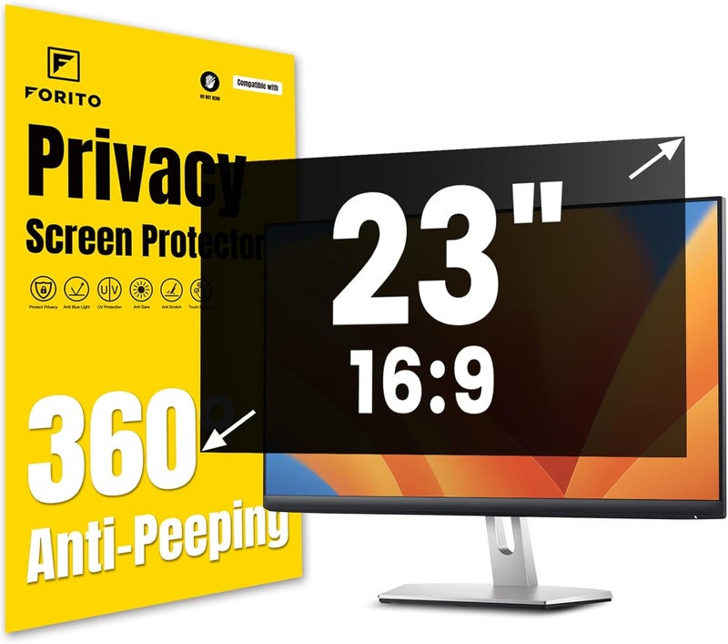 FFORITO 23 Inch 16:9 360°Privacy Screen Protector for Computer Monitor, Removable Eye Protection Anti Blue Light Anti Glare Computer Screen Privacy Shield for 23" Widescreen Monitors - Image 1